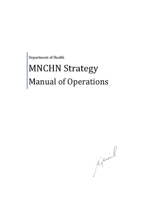 Department of Health MNCHN Strategy .